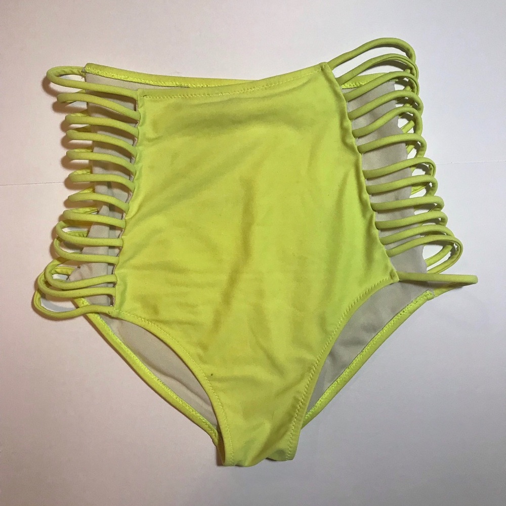 Highlighter Yellow Bikini Bottoms Highwaisted